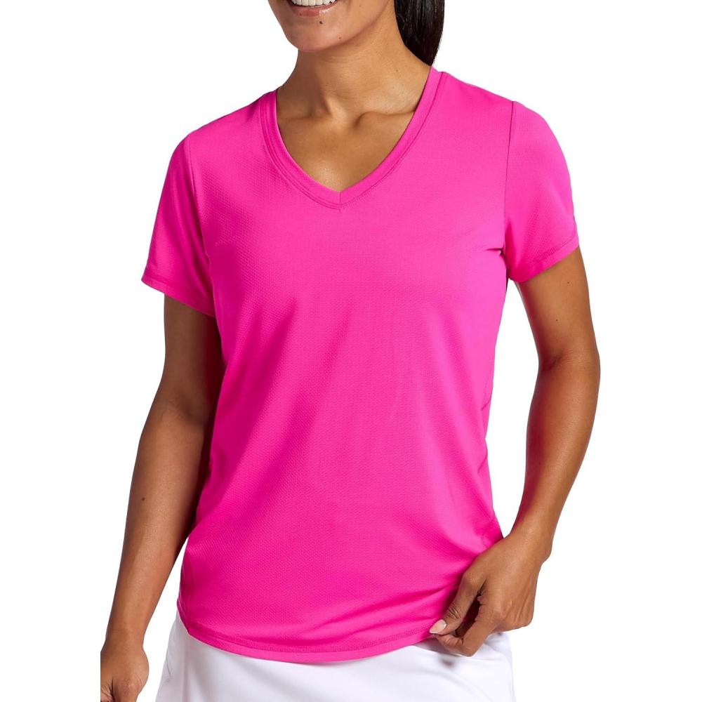 imageHead Womens Mesh VNeck TShirt Slim Fit Stretch Lightweight MaterialProud Pink