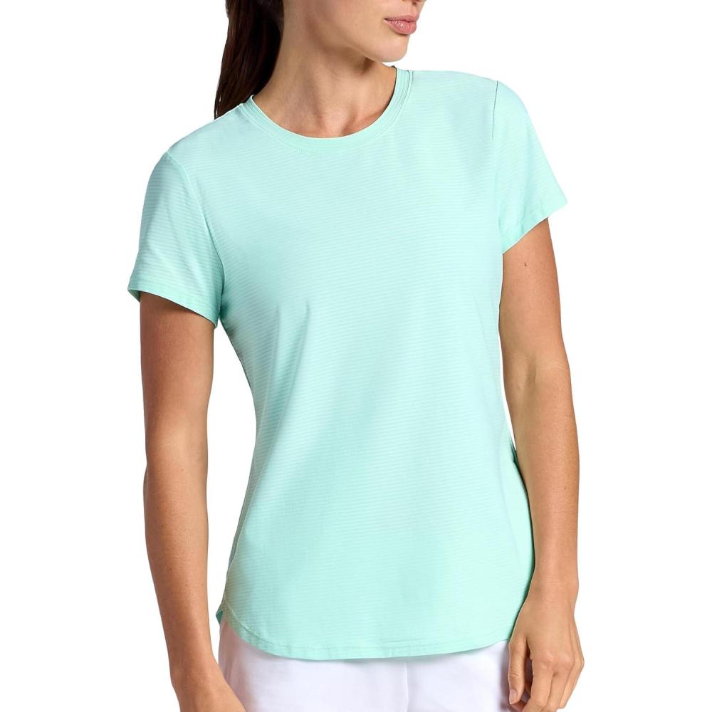 imageHead Womens Shadow Stripe Crewneck TShirt Slim Fit Stretch Lightweight MaterialYucca