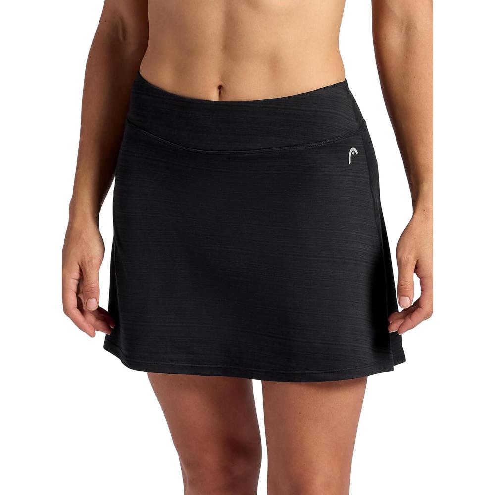 imageHead Womens Swing Stripe Skort Relaxed Fit 15 Inseam Builtin Compression Shorts with PocketsBlack