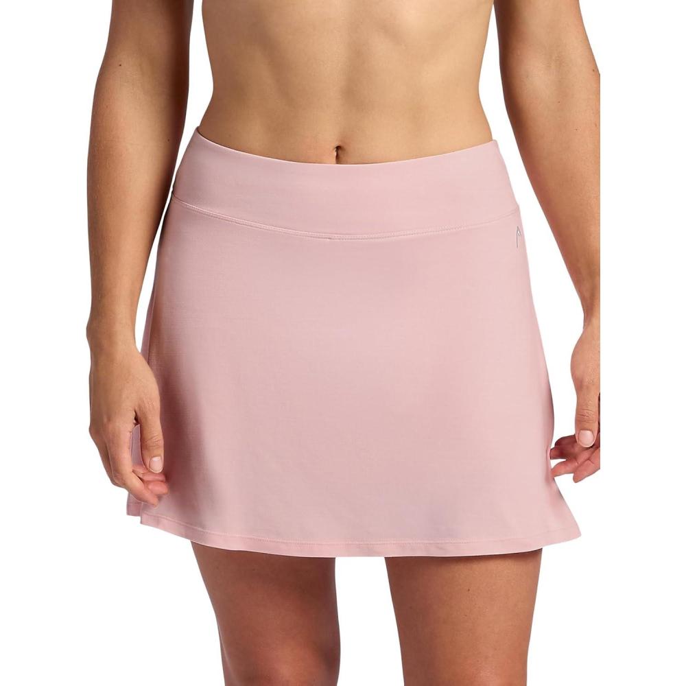 imageHead Womens Swing Stripe Skort Relaxed Fit 15 Inseam Builtin Compression Shorts with PocketsCrystal Rose