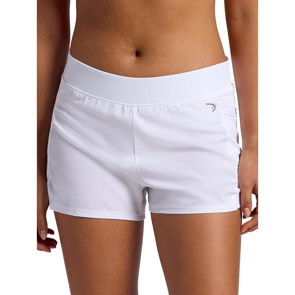imageHead Womens Vigor Short Relaxed Fit MidRise Stretch Lightweight Material MoistureWicking Builtin Underwear LinerStark White