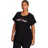 Head Women’s Crossed Racquets Crewneck Top, Relaxed Fit, Lightweight Jersey Material(Black)