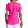 Head Women’s Mesh V-Neck T-Shirt, Slim Fit, Stretch Lightweight Material(Proud Pink)