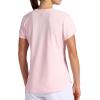 Head Women’s Shadow Stripe Crewneck T-Shirt, Slim Fit, Stretch Lightweight Material(Crystal Rose)