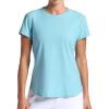 Head Women’s Shadow Stripe Crewneck T-Shirt, Slim Fit, Stretch Lightweight Material(Aquatic)