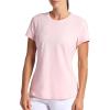 Head Women’s Shadow Stripe Crewneck T-Shirt, Slim Fit, Stretch Lightweight Material(Crystal Rose)
