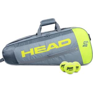 HEAD Core 3R Pro Tennis Racquet Bag – Holds 3 Racquets, Adjustable Strap(Grey/Yellow)