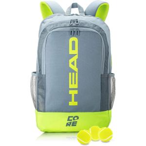 HEAD Core Tennis Backpack – Holds 2 Racquets with Padded Adjustable Straps Sports Bag(Grey/Yellow)