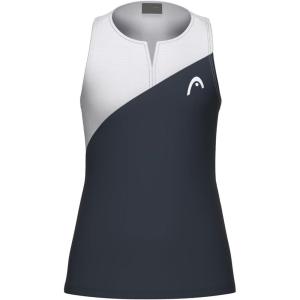 HEAD Girls Spirit Performance Tank Top – Lightweight Moisture Wicking Sleeveless Athletic Shirt(Navy/White)