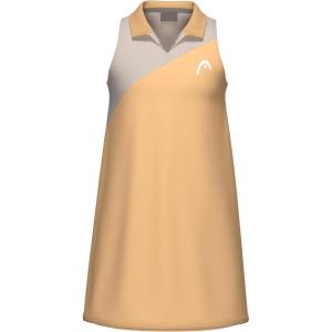 HEAD Girls Spirit Performance Tennis Dress with Built-in Shorts – Moisture Wicking Athletic Dress(Apricot/Light Blue)