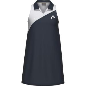 HEAD Girls Spirit Performance Tennis Dress with Built-in Shorts – Moisture Wicking Athletic Dress(Navy/White)