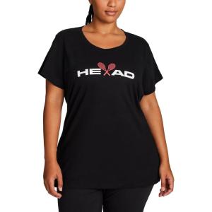 Head Women’s Crossed Racquets Crewneck Top, Relaxed Fit, Lightweight Jersey Material(Black)