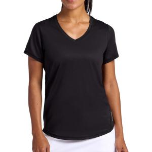 Head Women’s Mesh V-Neck T-Shirt, Slim Fit, Stretch Lightweight Material(Black)