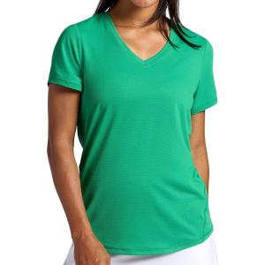 Head Women’s Mesh V-Neck T-Shirt, Slim Fit, Stretch Lightweight Material(Holly Green)