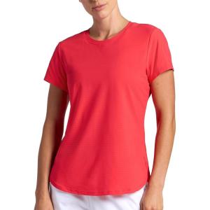 Head Women’s Shadow Stripe Crewneck T-Shirt, Slim Fit, Stretch Lightweight Material(Hibiscus)
