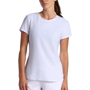 Head Women’s Shadow Stripe Crewneck T-Shirt, Slim Fit, Stretch Lightweight Material(Stark White)