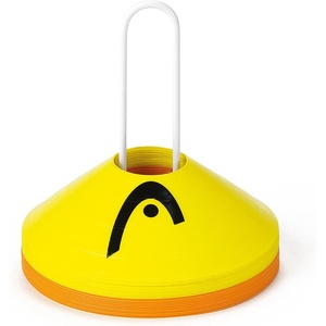HEAD Dome Cones Training Markers – Pack of 20 Agility & Footwork Training Cones for Tennis, Soccer, Fitness & Sports Drills – Durable Flexible Disc Cones with Carry Rack – Yellow/Orange